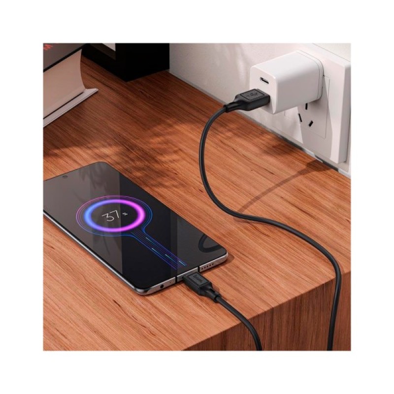 Дата кабель USB 2.0 AM to Micro 5P 1.0m Cool silicone X90 black HOCO (6931474788429)