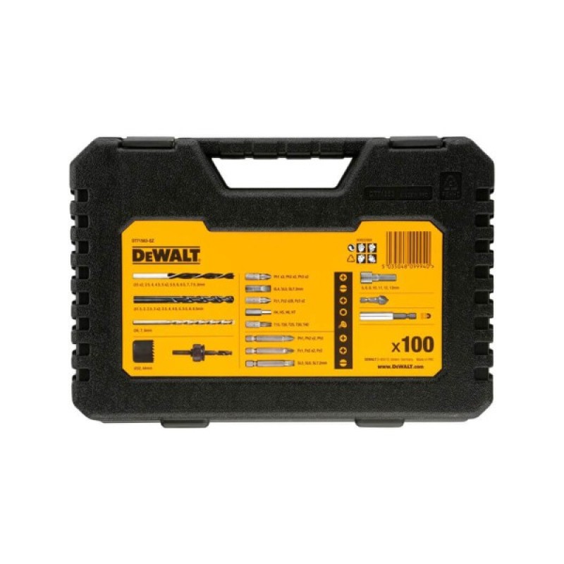 Набір свердл і біт DeWALT 100 шт, кейс (DT71563)