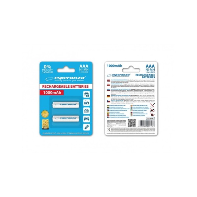Акумулятор Esperanza AAA 1000mAh Ni-MH * 2 white (EZA101W)