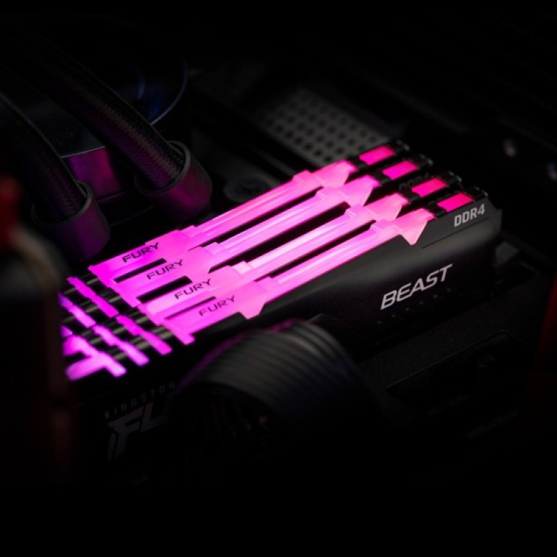 Модуль пам'яті для комп'ютера DDR4 16GB (2x8GB) 3200 MHz Fury Beast RGB Kingston Fury (ex.HyperX) (KF432C16BBAK2/16)