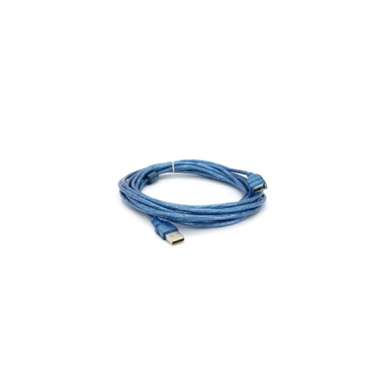 Дата кабель USB 2.0 AM/AF 5.0m ferrite transparent blue Voltronic (YT-AM/AF-5.0TBL)