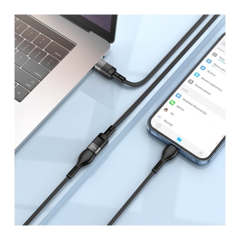Дата кабель USB-C M to USB-C F extension 1.2m U107 black HOCO (6931474789990)