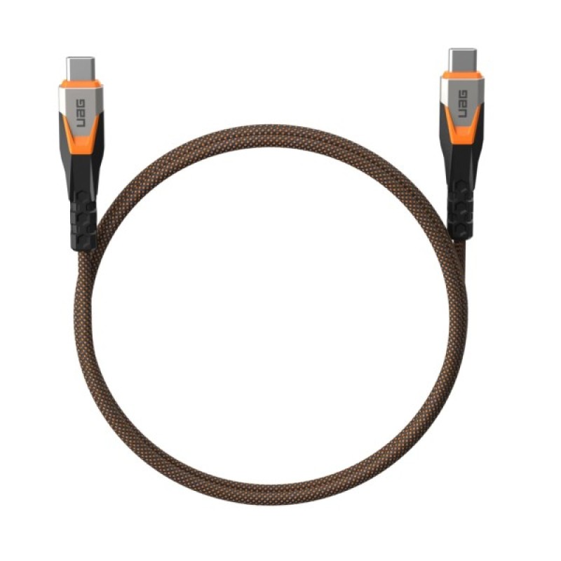 Дата кабель USB-C to USB-C 0.75m v3.2 240W Rugged double braided nylon black+orange UAG (9B4415114097)