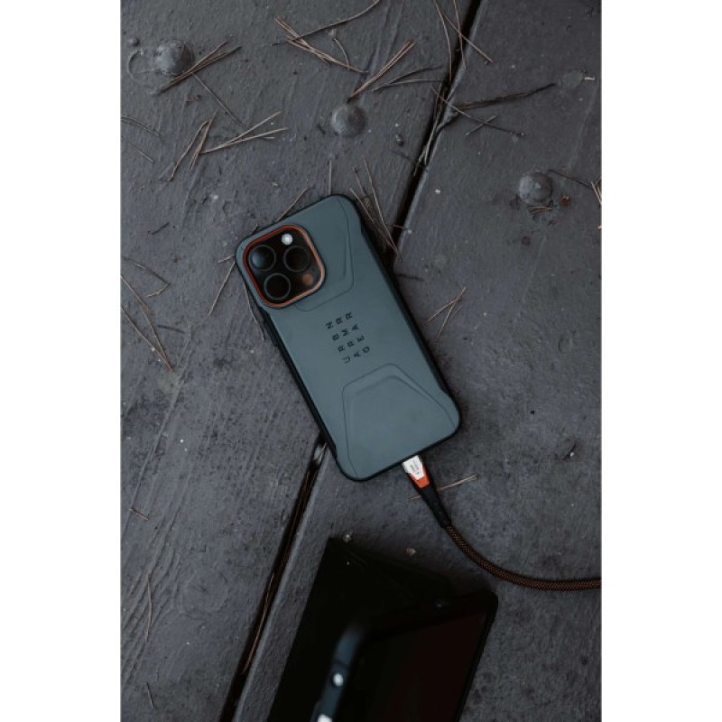 Дата кабель USB-C to USB-C 0.75m v3.2 240W Rugged double braided nylon black+orange UAG (9B4415114097)