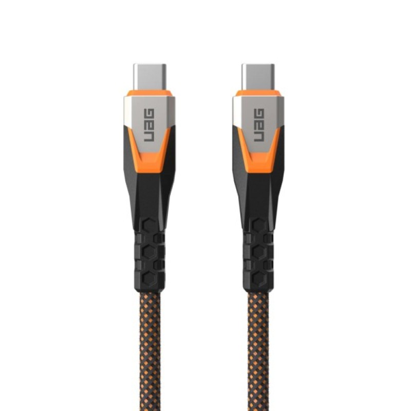 Дата кабель USB-C to USB-C 0.75m v3.2 240W Rugged double braided nylon black+orange UAG (9B4415114097)