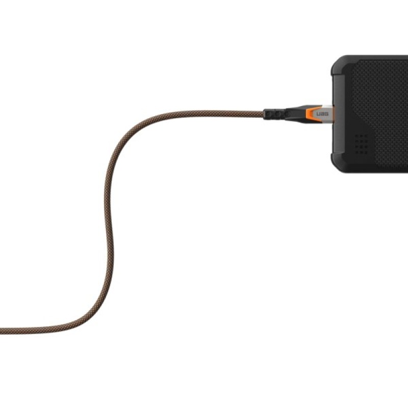 Дата кабель USB-C to USB-C 0.75m v3.2 240W Rugged double braided nylon black+orange UAG (9B4415114097)