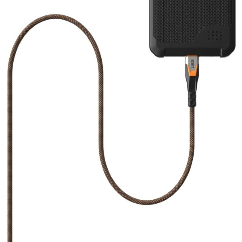 Дата кабель USB-C to USB-C 0.75m v3.2 240W Rugged double braided nylon black+orange UAG (9B4415114097)