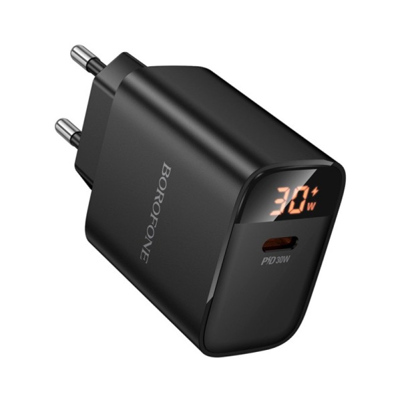 Зарядний пристрій BOROFONE BA97A Ilustre USB-C PD30W digital display Black (6941991120480)