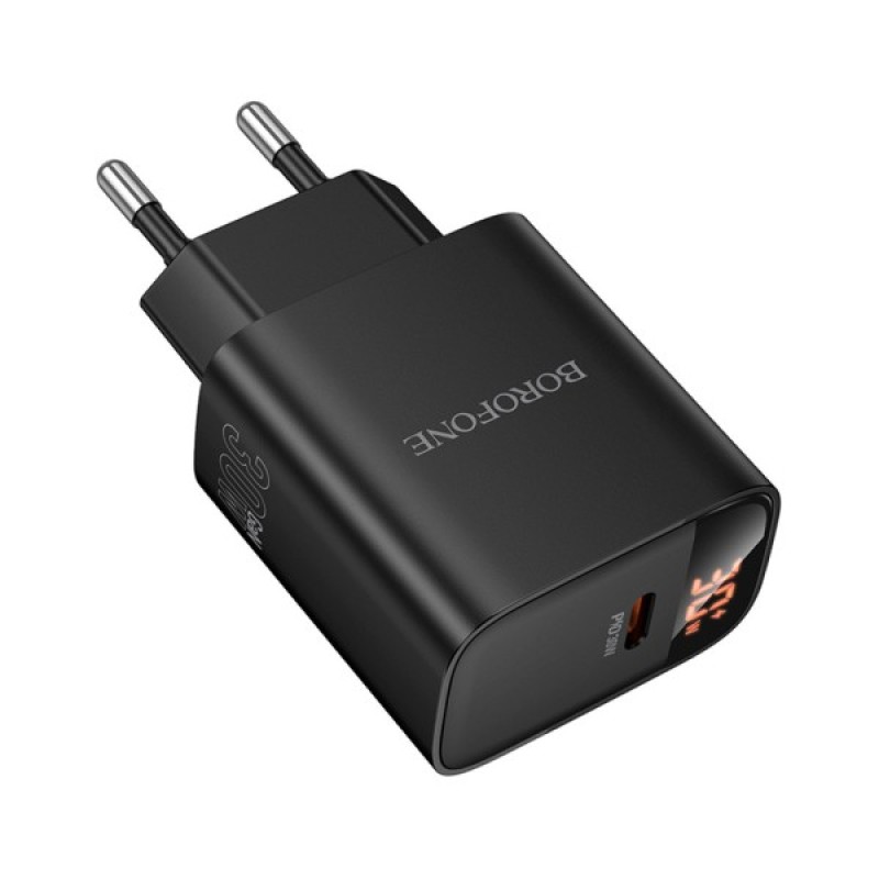 Зарядний пристрій BOROFONE BA97A Ilustre USB-C PD30W digital display Black (6941991120480)