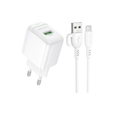 Зарядний пристрій BOROFONE BAS42A Potential USB QC3.0 + cable USB to Micro 5P White (6941991113796)