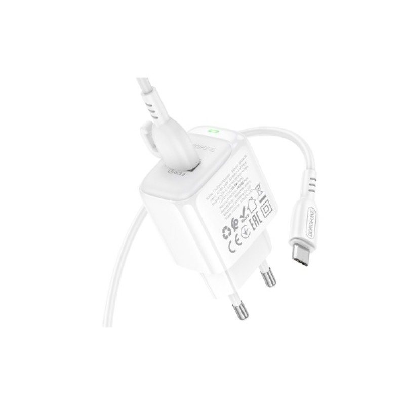 Зарядний пристрій BOROFONE BAS42A Potential USB QC3.0 + cable USB to Micro 5P White (6941991113796)