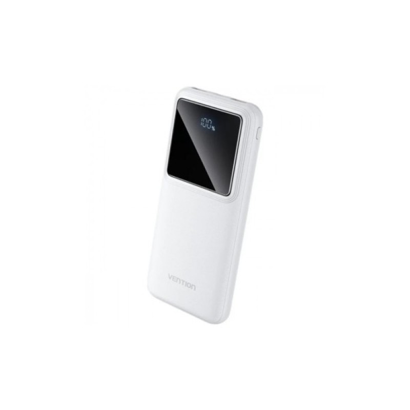 Батарея універсальна Vention 10000mAh 22.5W 3A PD, QC/3.0, LED Display, White (FHKW0)
