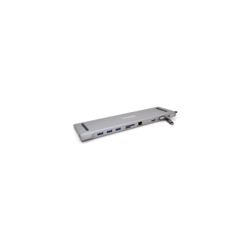 Концентратор VEGGIEG USB-C 8-in-1 USB-C + 3xUSB 3.0 + HDMI + VGA + 3.5mm + SD/TF + RJ45 0.1m silver (TC10)