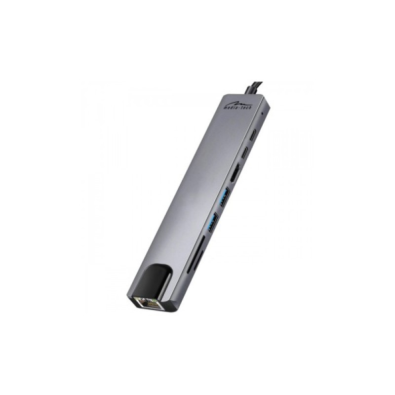 Концентратор Media-Tech USB-C 8-in-1 HDMI 4K/2xUSB-A/2xUSB-C/RJ45/SD/TF/PD 100W USB3.1 (MT5046)