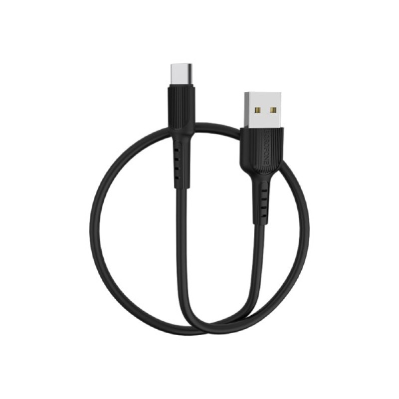 Дата кабель USB 2.0 AM to USB-C 1.0m 2A PVC BX16 black BOROFONE (6957531099475)