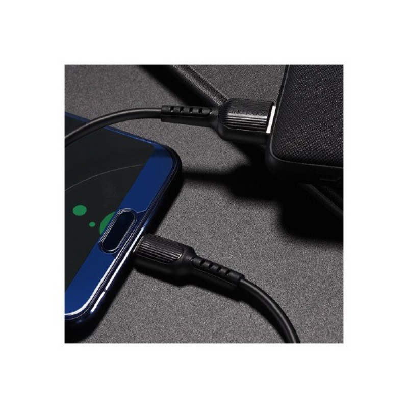 Дата кабель USB 2.0 AM to USB-C 1.0m 2A PVC BX16 black BOROFONE (6957531099475)