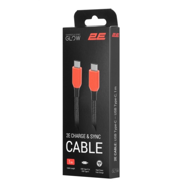 Дата кабель USB-C to USB-C 1.0m 100W black 2E (2E-CC100-WH)