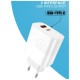 Зарядний пристрій WUW C209 1xUSB-C PD45W + 1xUSB QC3.0 18W White (WUW-C209)