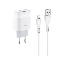 Зарядний пристрій HOCO C73A Glorious 2xUSB + cable USB to Lightning White (6931474713056)