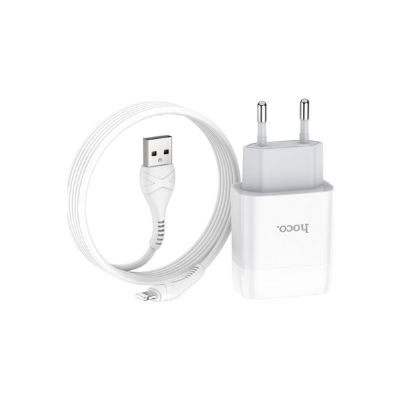 Зарядний пристрій HOCO C73A Glorious 2xUSB + cable USB to Lightning White (6931474713056)