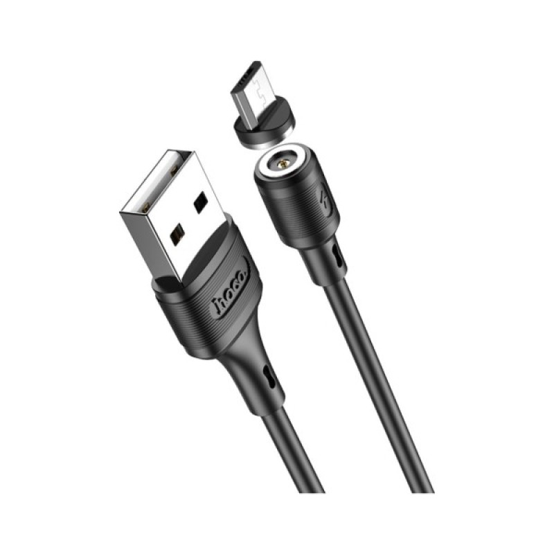 Дата кабель USB 2.0 AM to Micro 5P 1.0m 2.4A magnetic PVC X52 black HOCO (6931474735539)