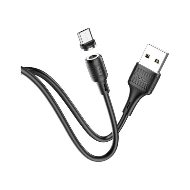 Дата кабель USB 2.0 AM to Micro 5P 1.0m 2.4A magnetic PVC X52 black HOCO (6931474735539)