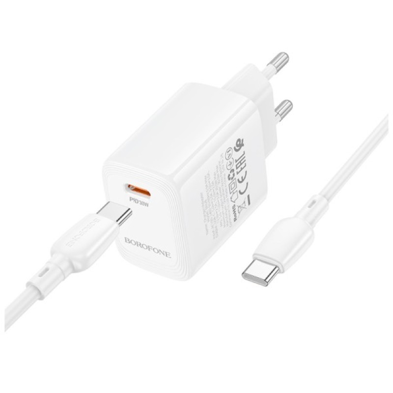 Зарядний пристрій BOROFONE BN28 Fuente USB-C PD30W + cable USB-C to USB-C White (6941991120312)
