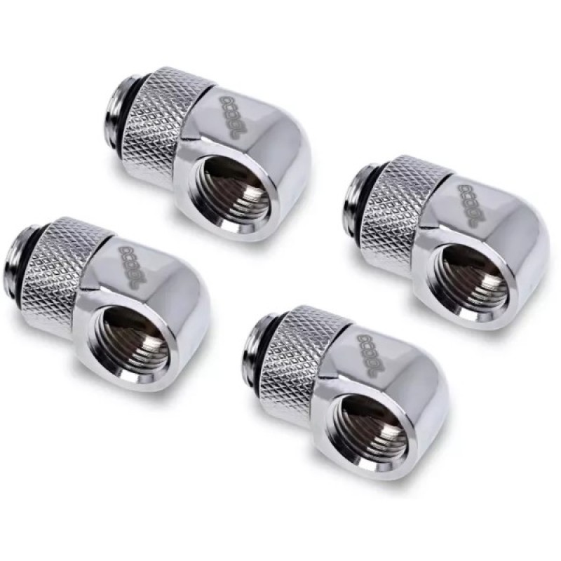 Фітинг для СРО Alphacool Eiszapfen L-connector rotatable - 4pcs Set - Chrome (17616)