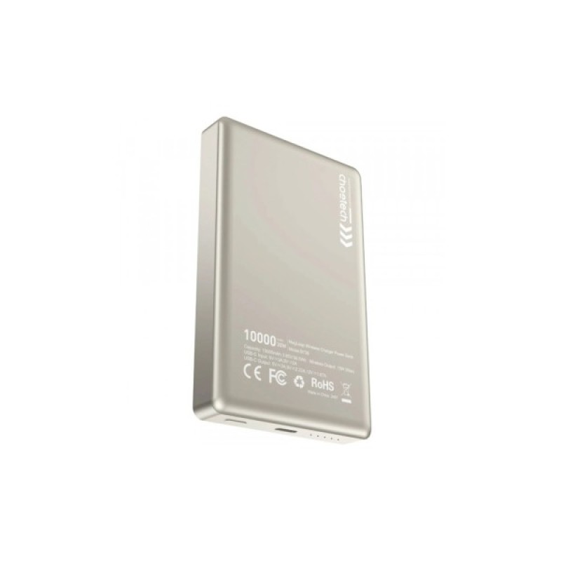 Батарея універсальна Choetech Magnetic Wireless 10000mAh 20W, PD, Qi-15W, USB-C In/Out Ultra-thin, Beige (B739-CCCWH)