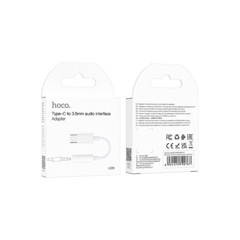 Адаптер USB-C M to 3.5mm F LS35 white HOCO (6931474790767)