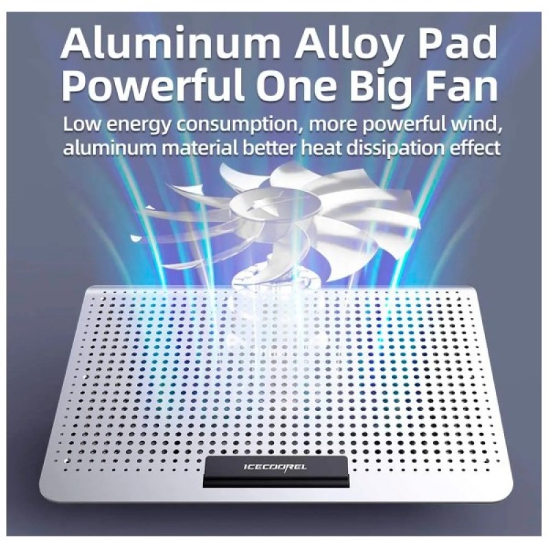 Підставка до ноутбука IceCoorel 10-15.6", 1*180mm 580 RPM, 2*USB, 350x225x26mm, Silver (A18)