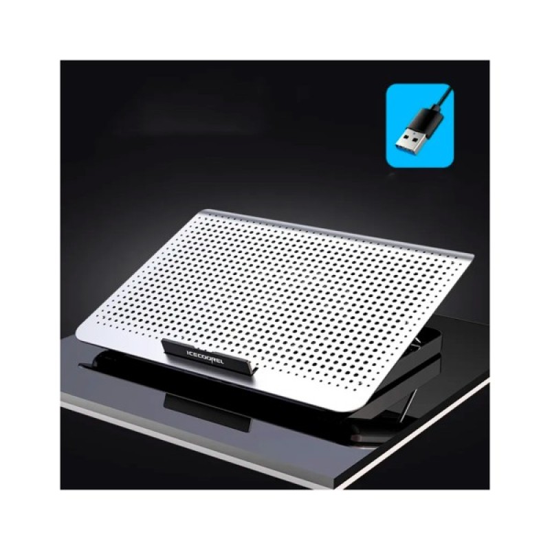 Підставка до ноутбука IceCoorel 10-15.6", 1*180mm 580 RPM, 2*USB, 350x225x26mm, Silver (A18)