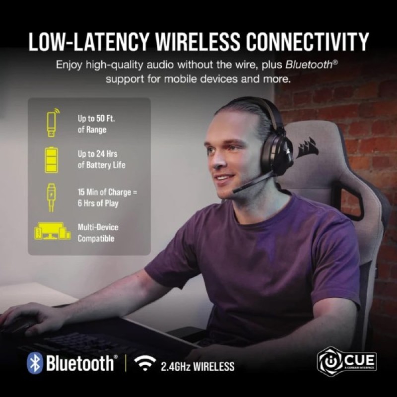 Навушники Corsair HS55 Wireless Gaming Dolby 7.1 Carbon (CA-9011280-EU)