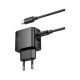 Зарядний пристрій HOCO CS61A Bright 1xUSB-C PD30W + 1xUSB QC3.0 + cable USB-C to Lightning Black (6942007638432)