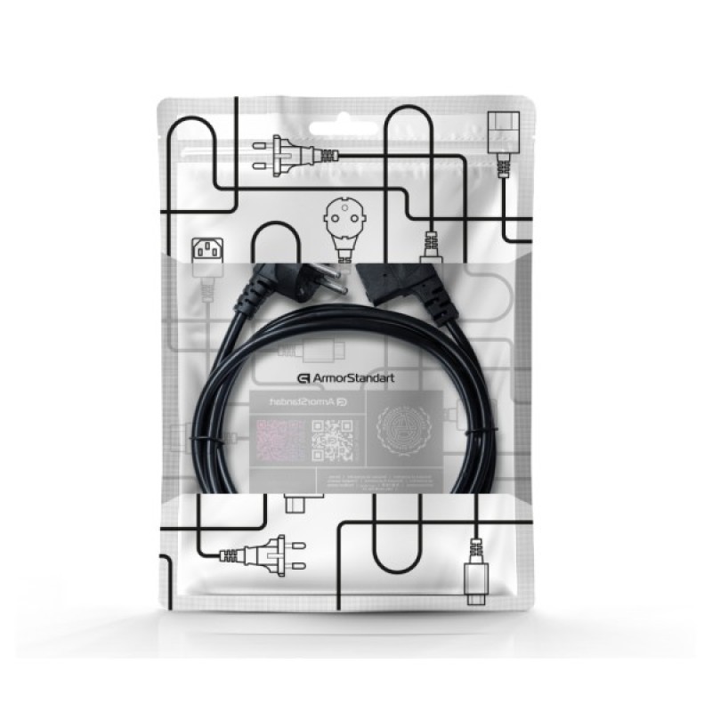 Кабель живлення C13 1.8m corner black Armorstandart (ARM73124)
