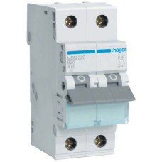Автоматичний вимикач Hager 2-п. B 20A (6kA) 2M (B) (MBN220)