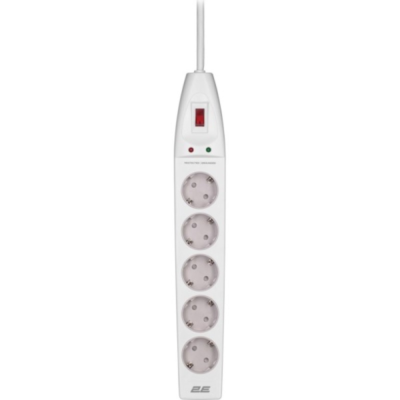 Мережевий фільтр живлення 2E 5XSchuko, 3G*1.5мм, 2м, white (2E-SP515M2WH)
