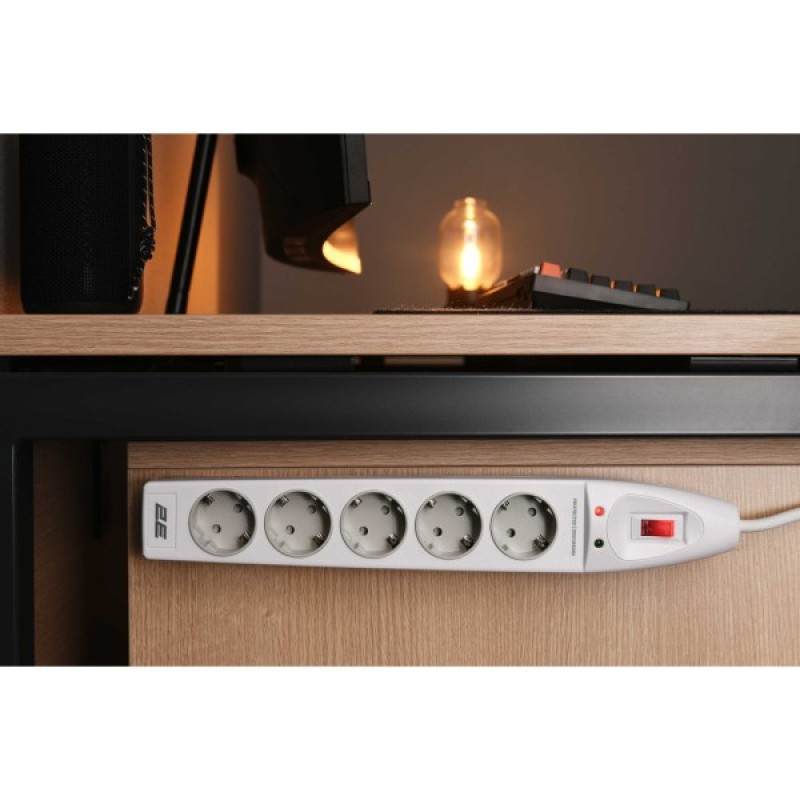 Мережевий фільтр живлення 2E 5XSchuko, 3G*1.5мм, 2м, white (2E-SP515M2WH)