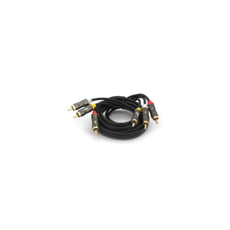 Кабель мультимедійний 3xRCA M to 3xRCA M 1.5m black VEGGIEG (YT-AV301)