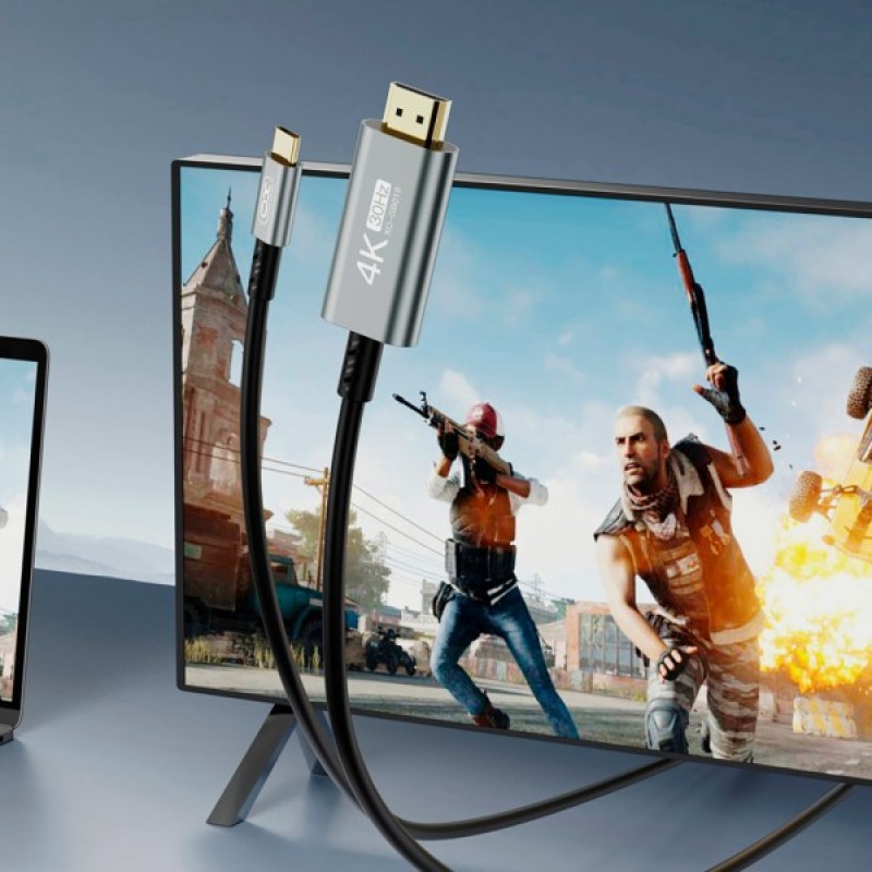 Кабель мультимедійний USB-C to HDMI M 1.8m XO (GB019-CHDMI.tranish)