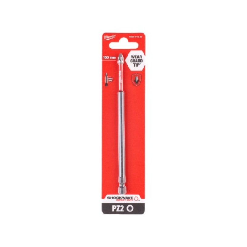 Біта для шуруповерта Milwaukee SHOCKWAVE, PZ2, 150мм 1шт (4932471928)