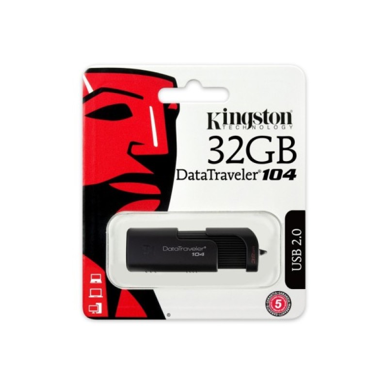 USB флеш накопичувач Kingston 32GB DataTraveller 104 Black USB 2.0 (DT104/32GB)