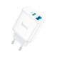 Зарядний пристрій HOCO C105A Stage 1xUSB-C PD20W + 1xUSB QC3.0 + cable USB-C to Lightning White (6931474782939)