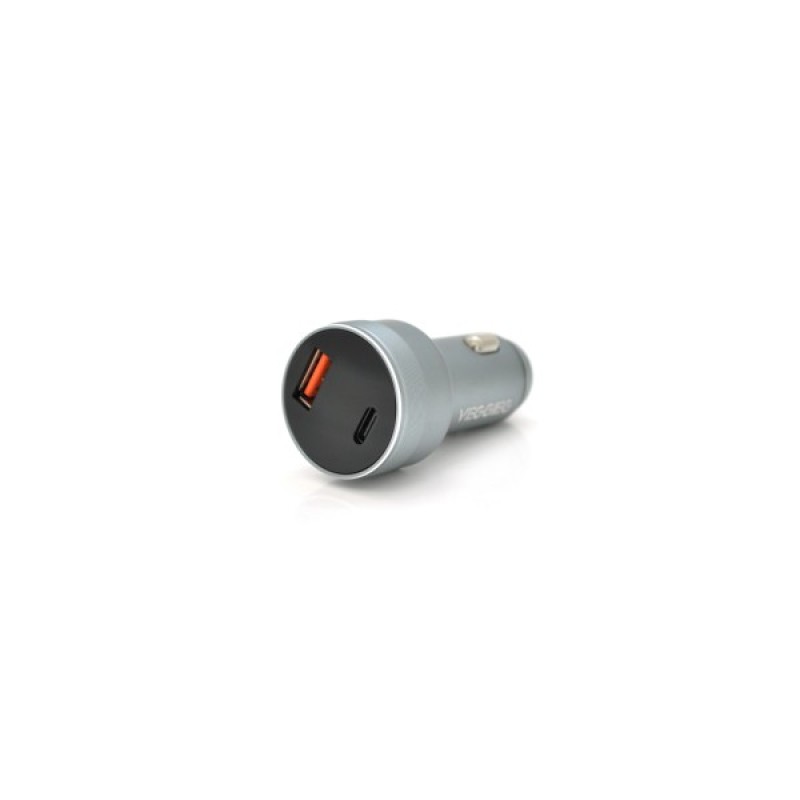 Зарядний пристрій VEGGIEG USB QC3.0 + USB-C PD 3.1A digital display silver (QC-C200)