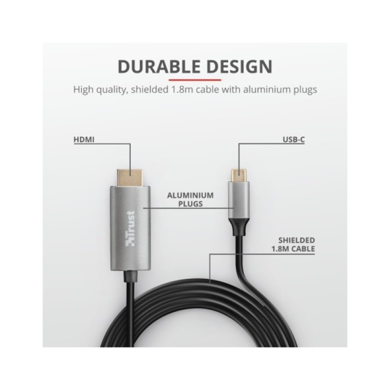 Перехідник Trust Calyx USB-C to HDMI Adapter Cable (23332_TRUST)