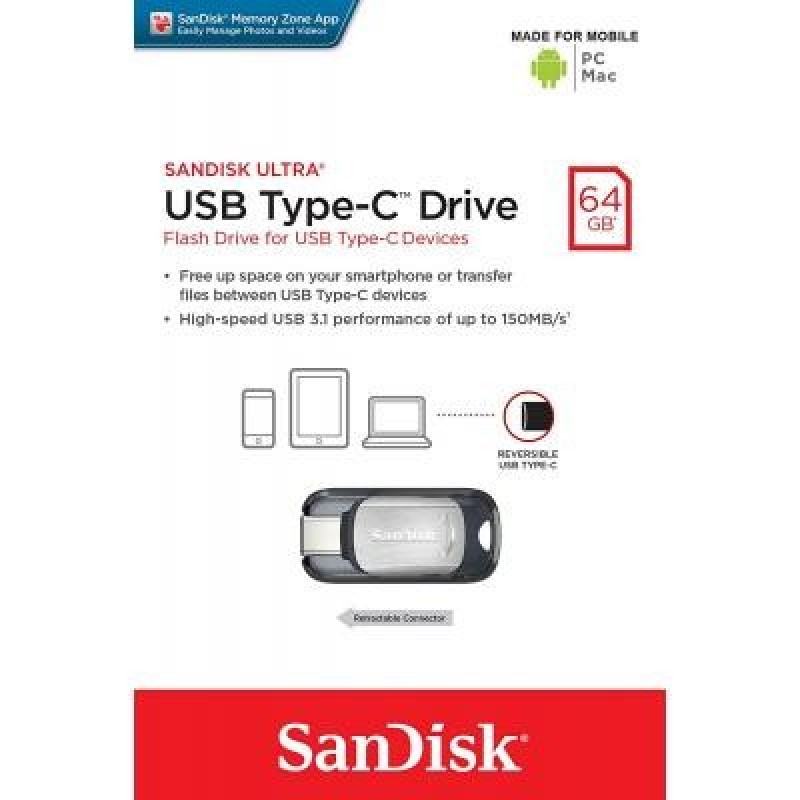 USB флеш накопичувач SanDisk 64GB Ultra Type C USB 3.1 (SDCZ450-064G-G46)