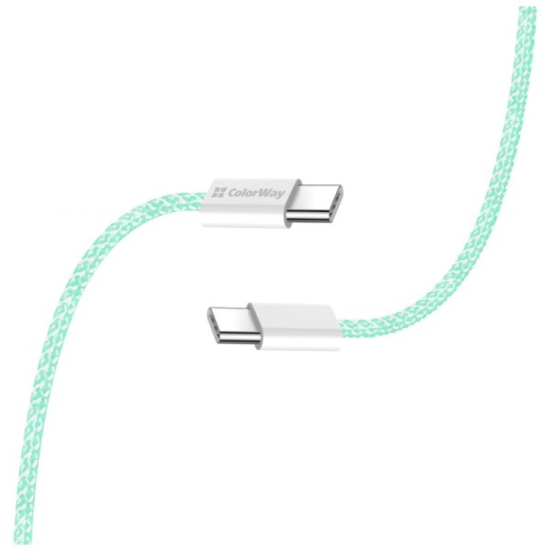 Дата кабель USB-C to USB-C 1.0m 60W 3.0А green ColorWay (CW-CBPDCC061-G)