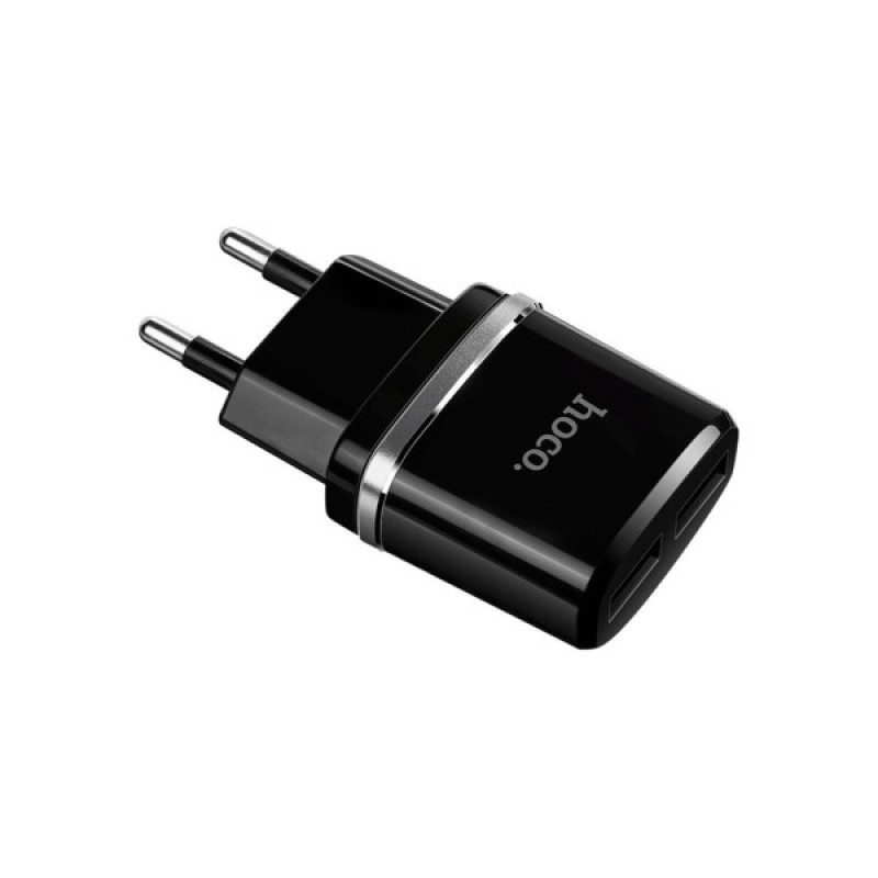 Зарядний пристрій HOCO C12 Smart dual USB charger Black (6957531063094)