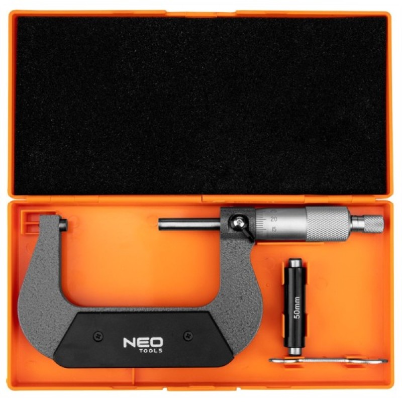 Мікрометр Neo Tools з верн'єром 50-75 мм, ±0.01 мм/м (75-022)