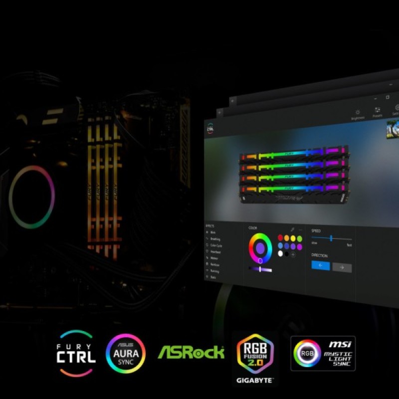 Модуль пам'яті для комп'ютера DDR4 16GB (2x8GB) 3600 MHz Fury Renegade RGB Kingston Fury (ex.HyperX) (KF436C16RBAK2/16)